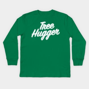 Tree hugger in White Kids Long Sleeve T-Shirt